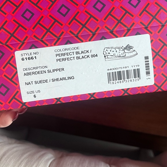 NEW Tory Burch Aberdeen Black Shearling Suede Bow Tie Slip On Slippers size 6 - Picture 13 of 13